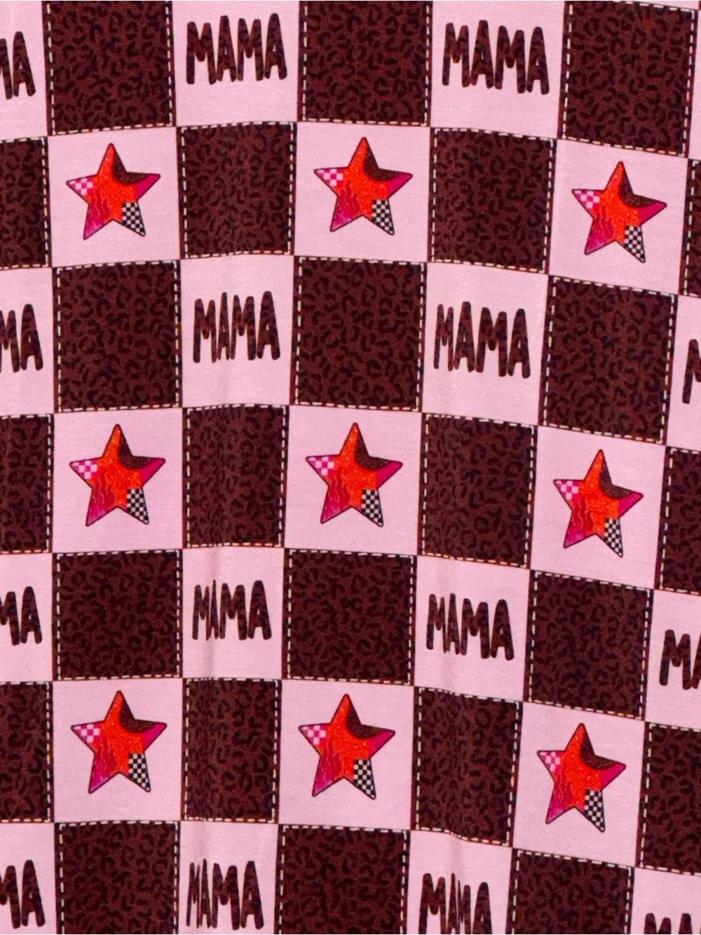 Mama Checks NWT Short Pajama Set with Pink & Black Star Check print
